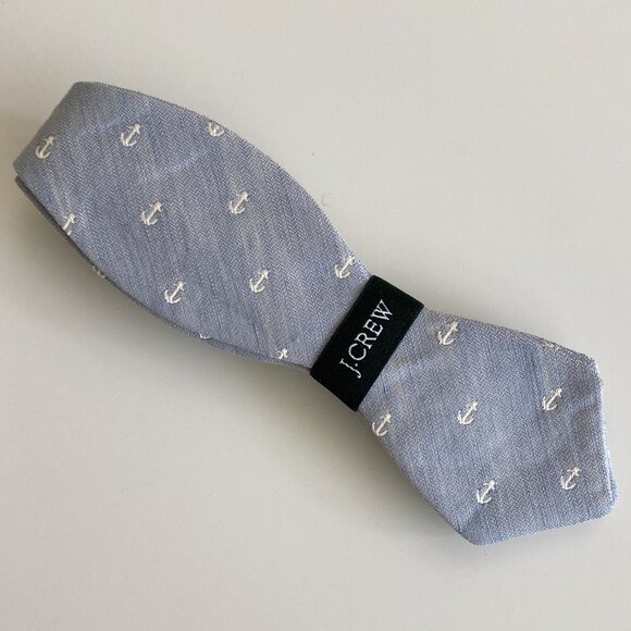 J. Crew cotton-linen blue bow tie with anchor design (NWT) - Picture 1 of 3